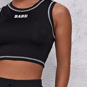 Babe Graphic Letters Crop Top